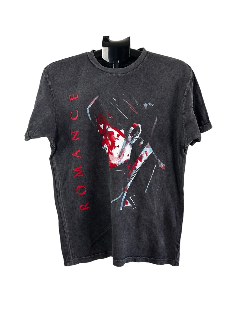 Lane Seven Romance Revenge Anime Graphic T-Shirt Medium Washed Black